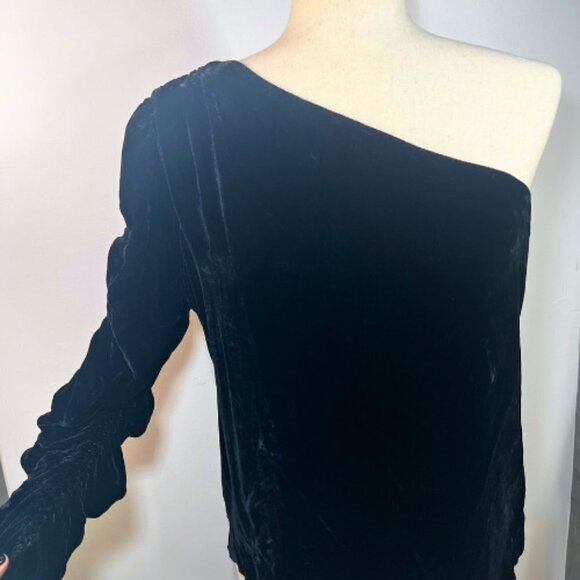 JOIE Wayman One-Shoulder Silk Blend Velvet Top Size 8 - Picture 5 of 10